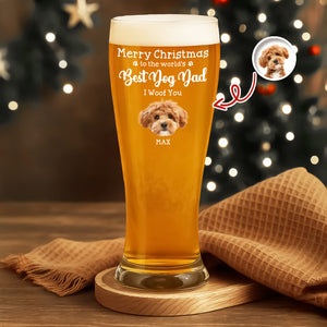 Custom Photo To The World's Best Dog Dad Personalized Pilsner Glass HA75 892754