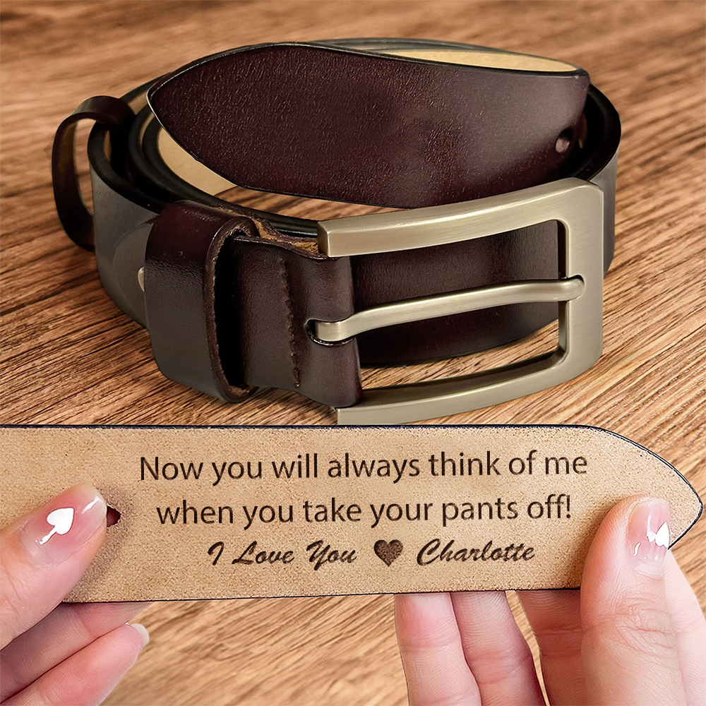 Personalized Leather Belt for Men, Engraved Hidden Message Belt, Funny Romantic Gift for Boyfriend Husband LM32 899833