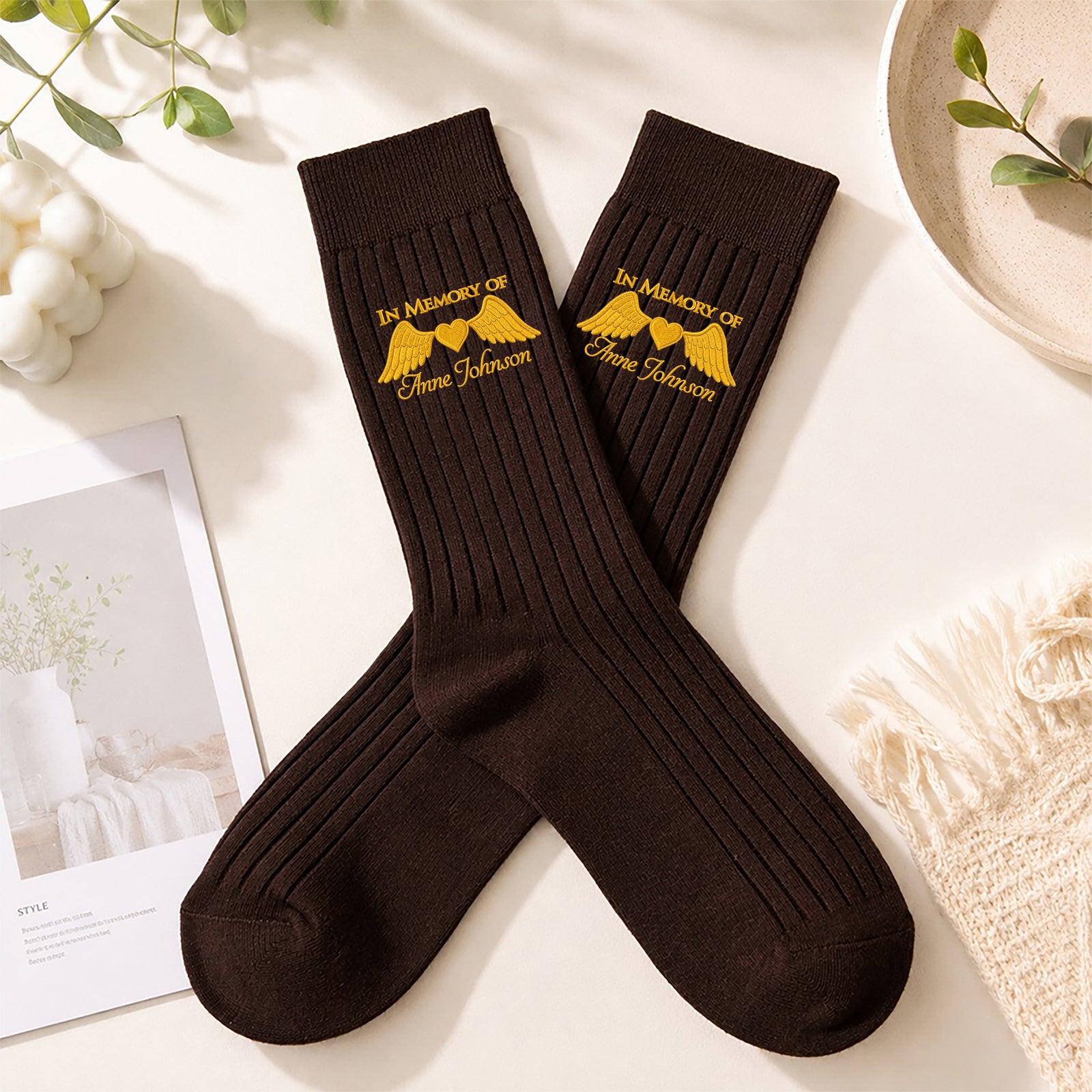 Custom Name In Memory Of Embroidered Socks, Personalized Memorial Keepsake Gift TH10 170981
