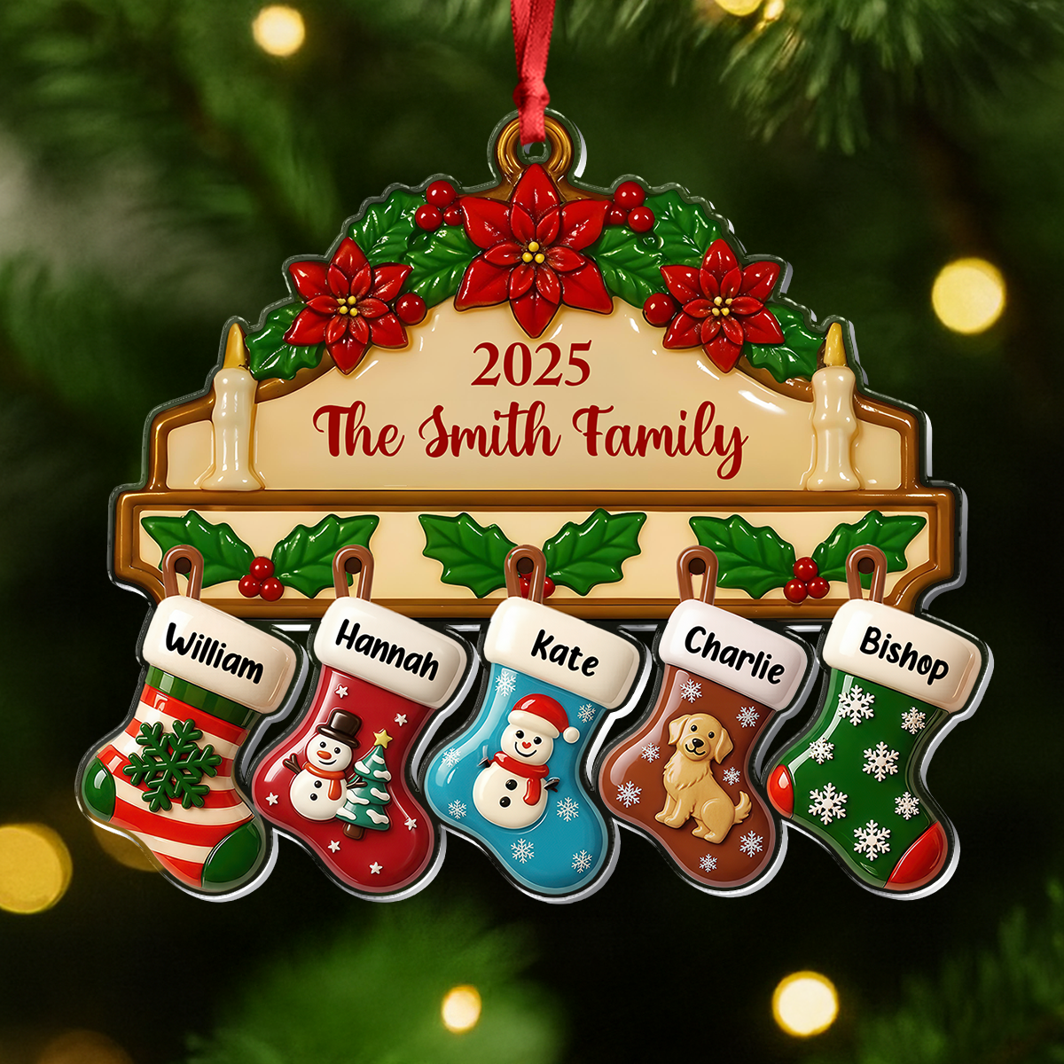 Custom Family Name Christmas Decor - Personalized Acrylic Ornament CH07 899494