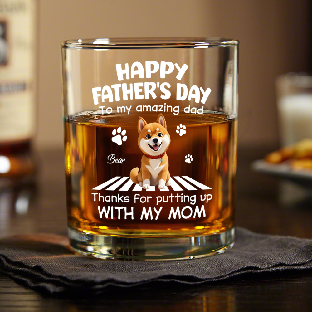 Personalized Happy Father’s Day To Our Amazing Dad Whiskey Glass Gift For Dog Dad HO82 902526