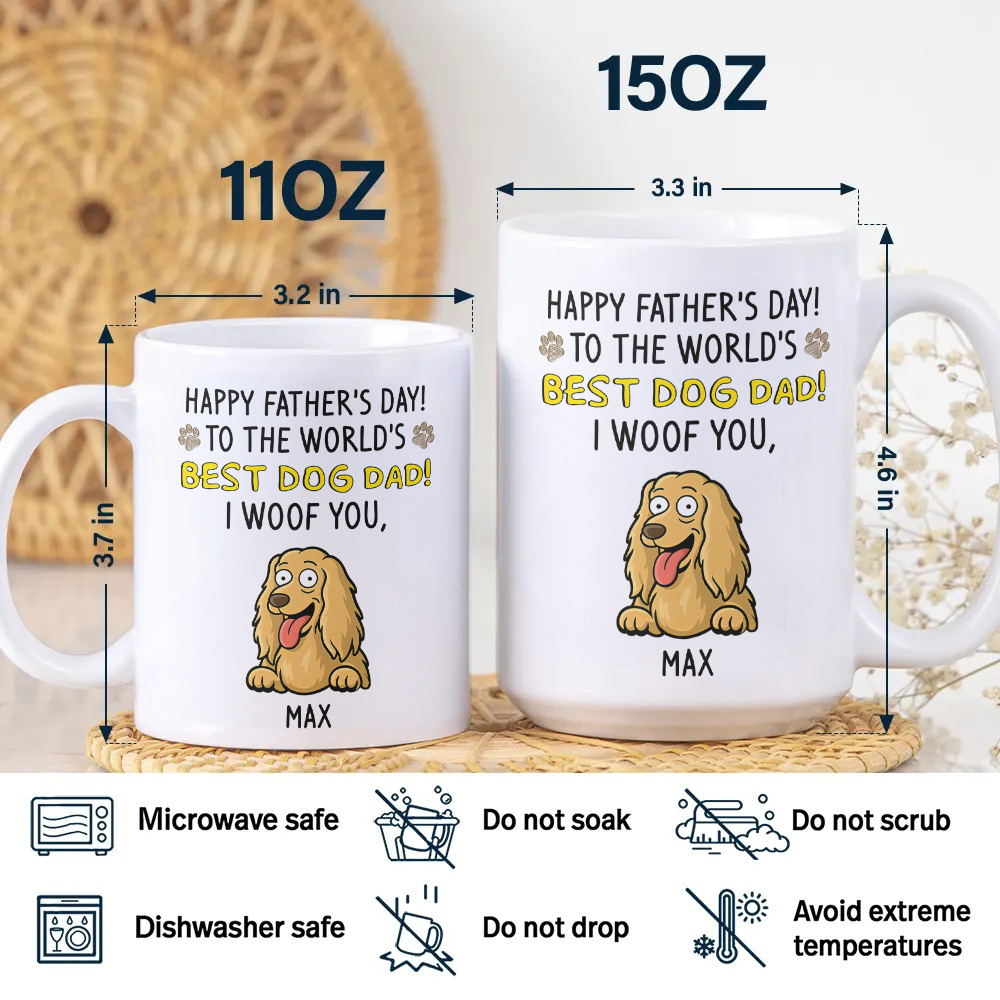 To The World Best Dog Dad White Mug Personalized Gift For Father's Day HO82 893710