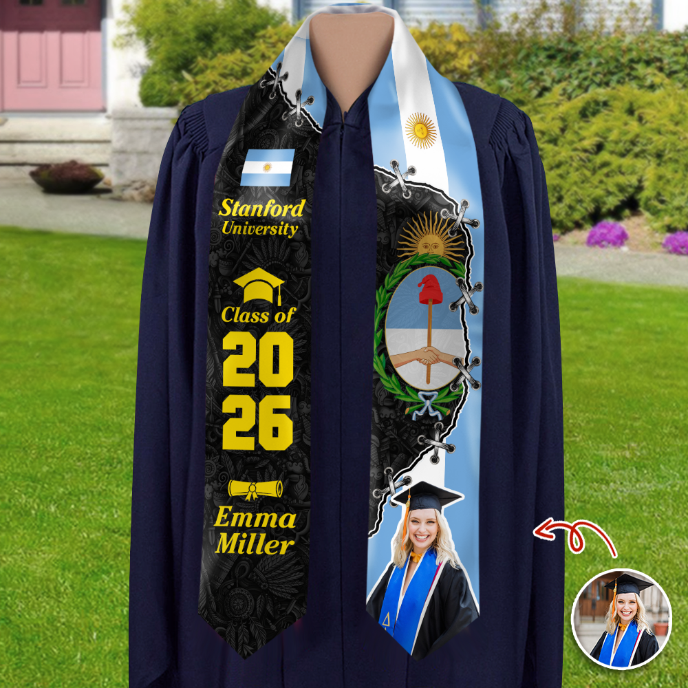 Custom Photo Nationality Republic - Class of 2026 Graduation Stole LM32 897973