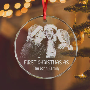 Custom Family Photo And Name Engraved Glass Ornament For Christmas TH10 894277
