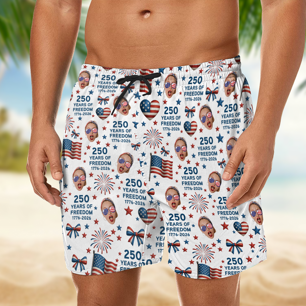 Custom Photo 250 Years Of Freedom 1776-2026 Beach Shorts HO82 902734
