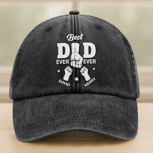 Personalized Cap - Best Dad Ever Ever Washed Denim Baseball Cap HA75 892476