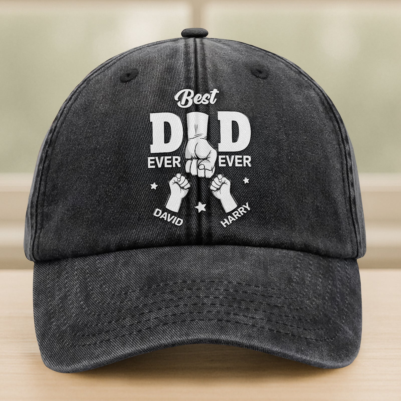 Personalized Cap - Best Dad Ever Ever Washed Denim Baseball Cap HA75 892476