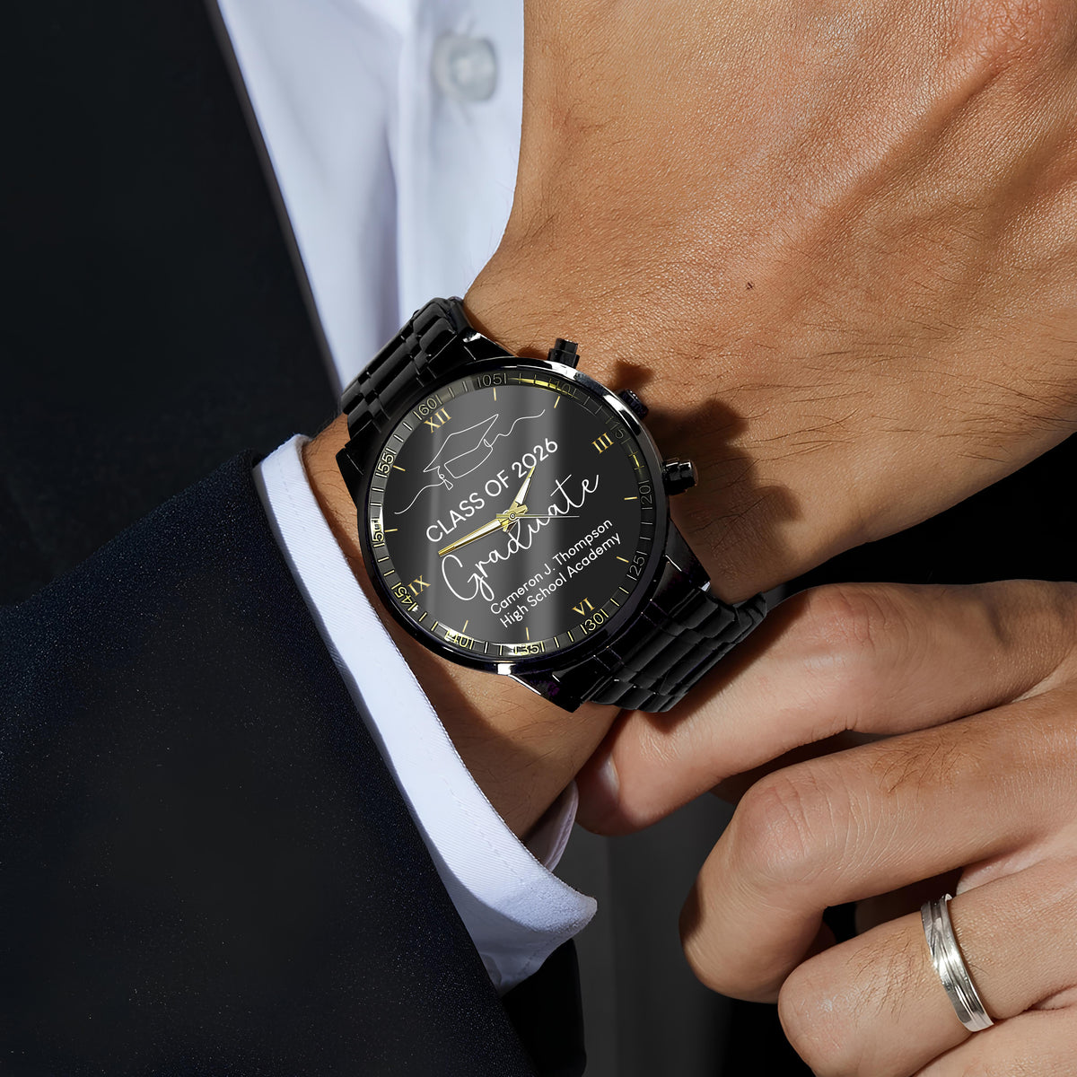 Custom Name Class of 2026 Graduation Men’s Watch – Personalized Graduate Gift CH07 910278