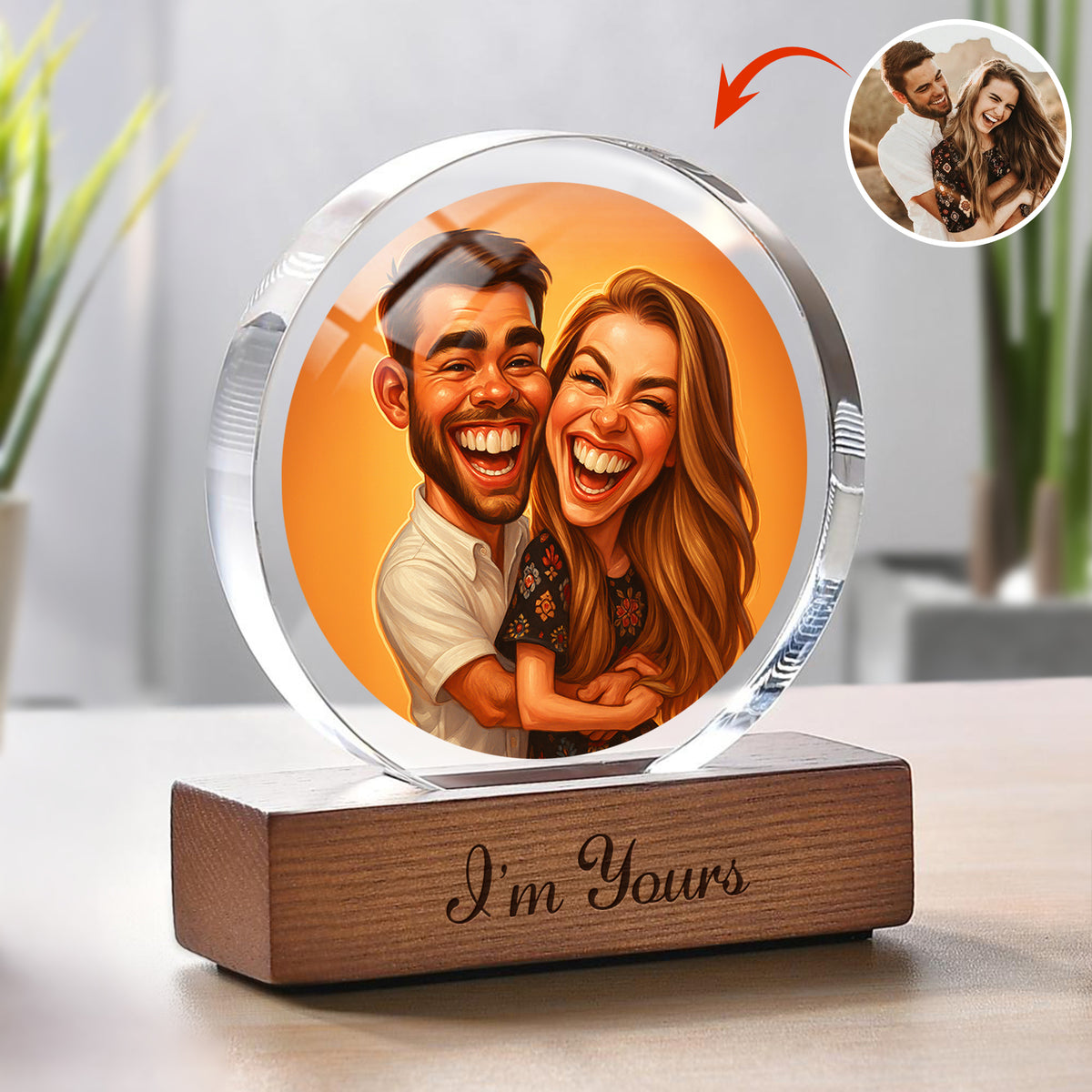 Caricature Wall Art For Funny Couples Round Acrylic Block Plaque LM32 895011