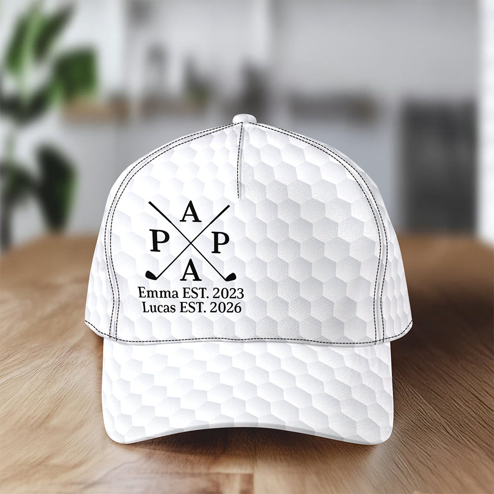 Custom Kids Names Papa Golf Pattern Classic Cap - Personalized Gift for Dad HA75 921264