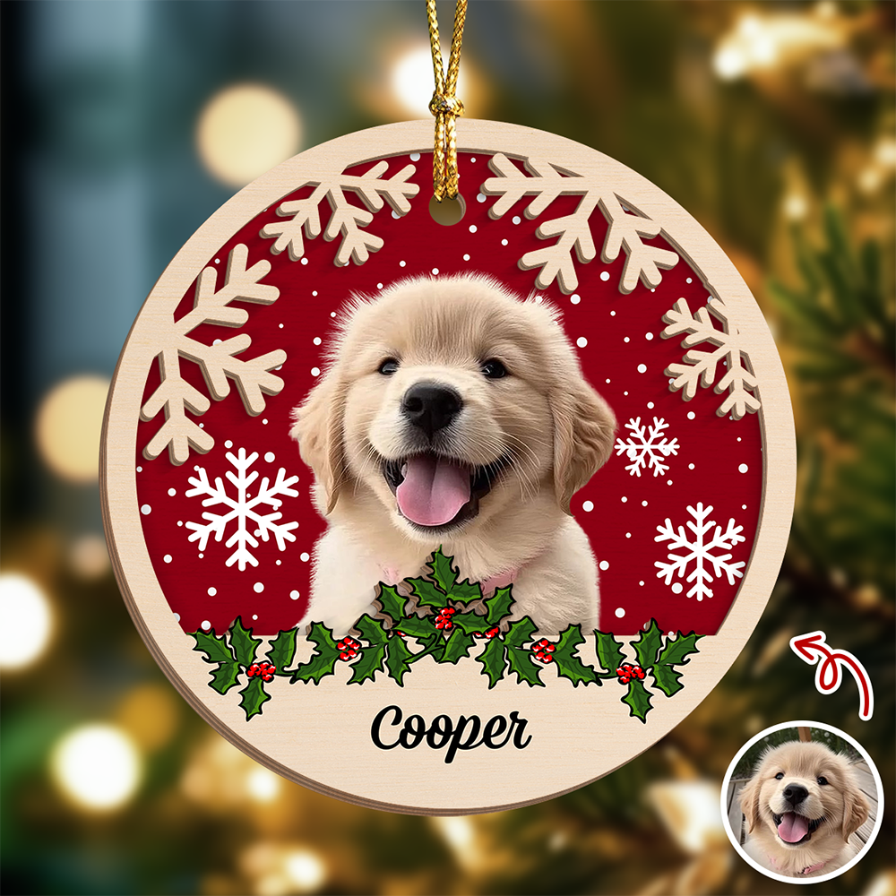 Custom Photo Dog Christmas - Personalized 2-Layered Wooden Ornament CH07 896862