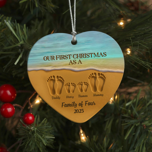 Our First Christmas As A Family Heart Shaped Ceramic Ornament HA75 897474