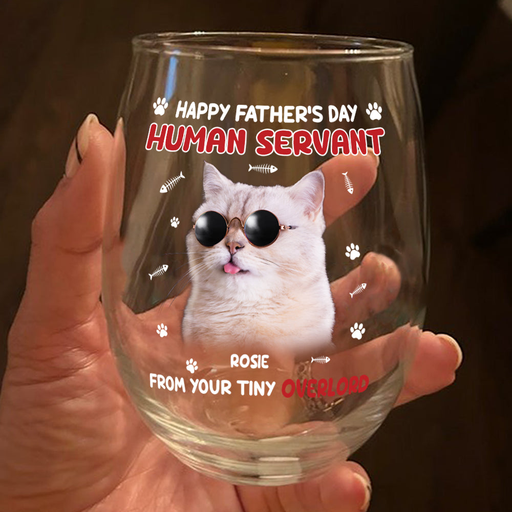 Custom Photo Happy Human Servant Personalized Wine Glass CH07 895444