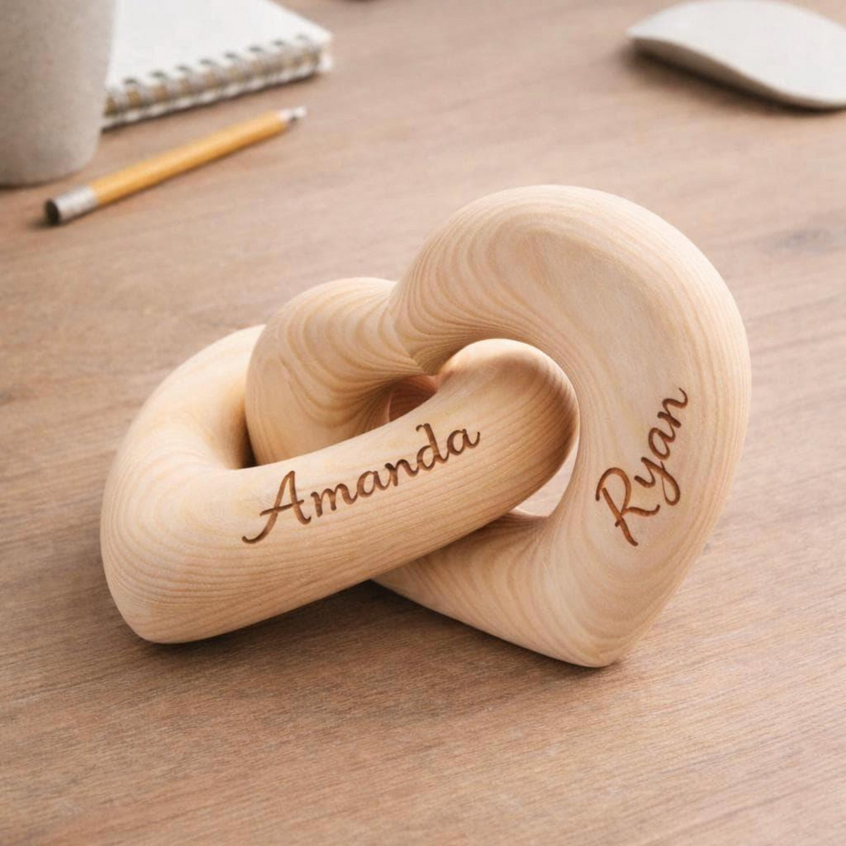 Personalized Names Infinity Heart Sculpture - Romantic Couple Keepsake, Anniversary Present for Him Her HO82 901356