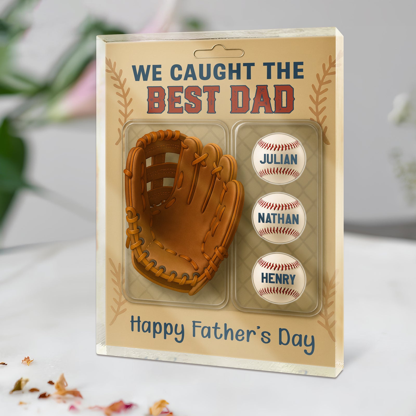 We Caught The Best Dad Grandpa Baseball & Glove Figures Style Acrylic Block Plaque Personalized Gift For Father's Day HO82 893764
