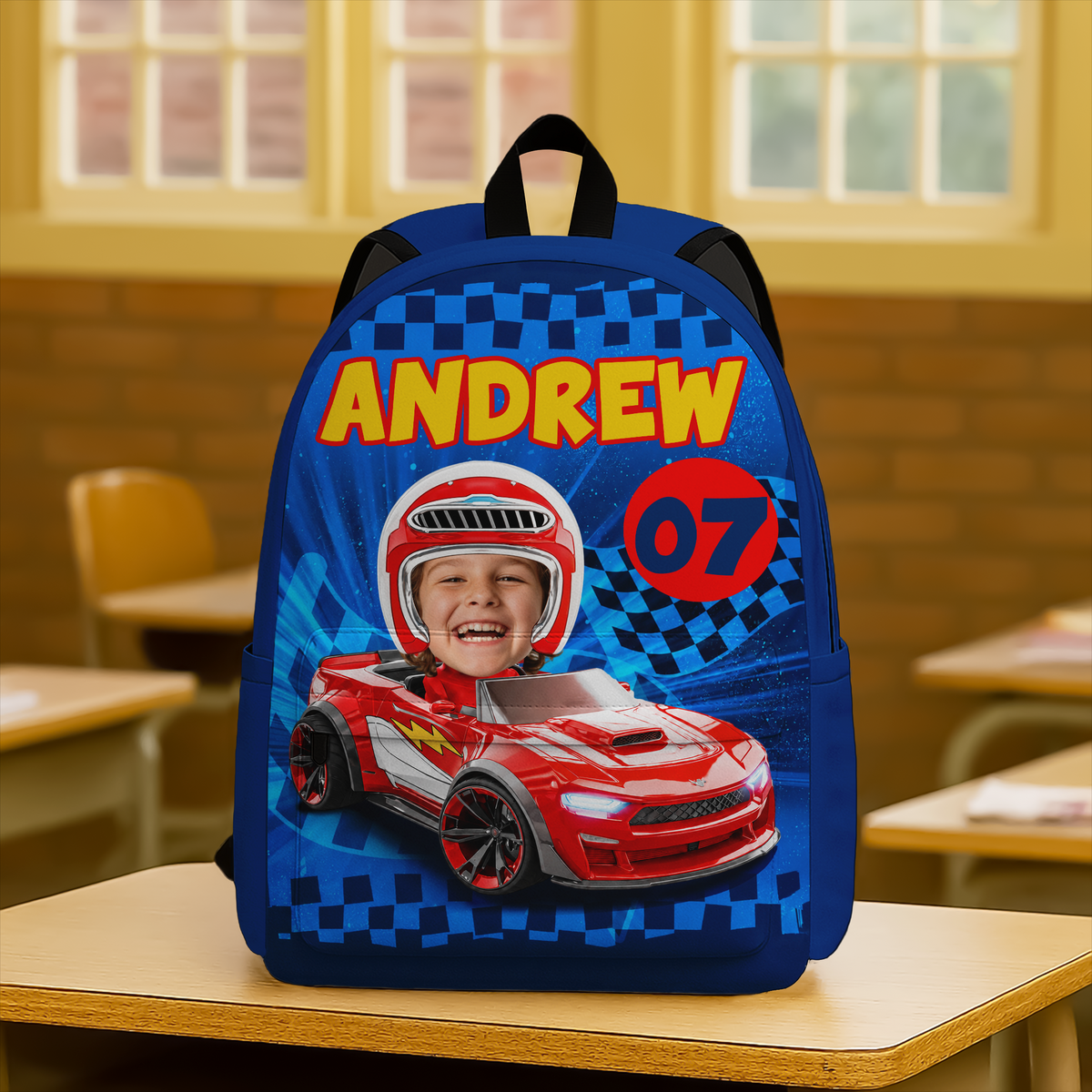Custom Kid Photo Racing My Own Way Personalized Backpack HA75 921638