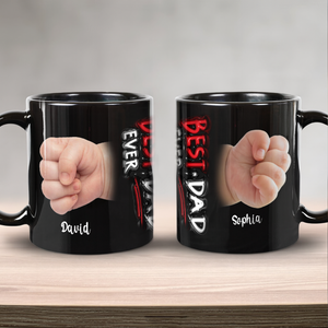 Custom Hand Photo Best Dad Ever Black Mug N369 896321