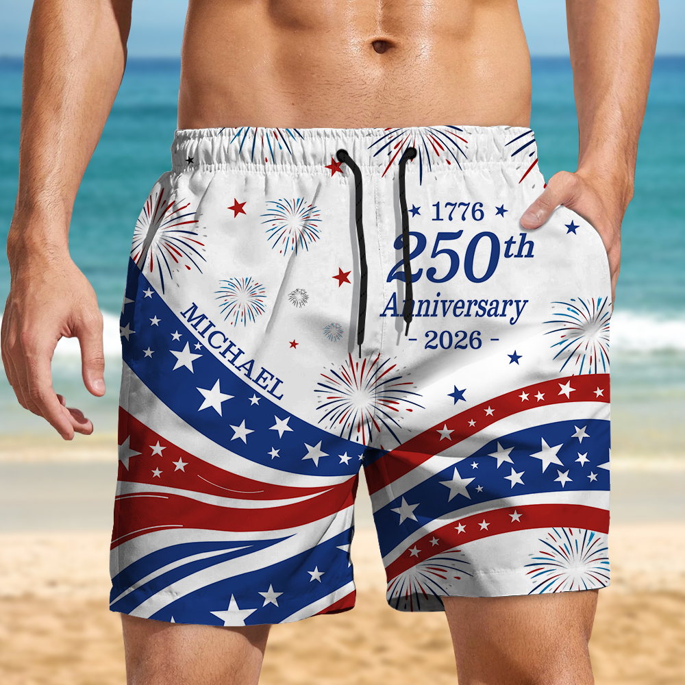 Custom Name US 250 Years Anniversary 1776-2026 Beach Shorts HO82 901872