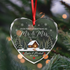 Custom Name Winter Cabin Our First Christmas As Mr & Mrs Married Glass Ornament, Newlywed Gift LM32 669965