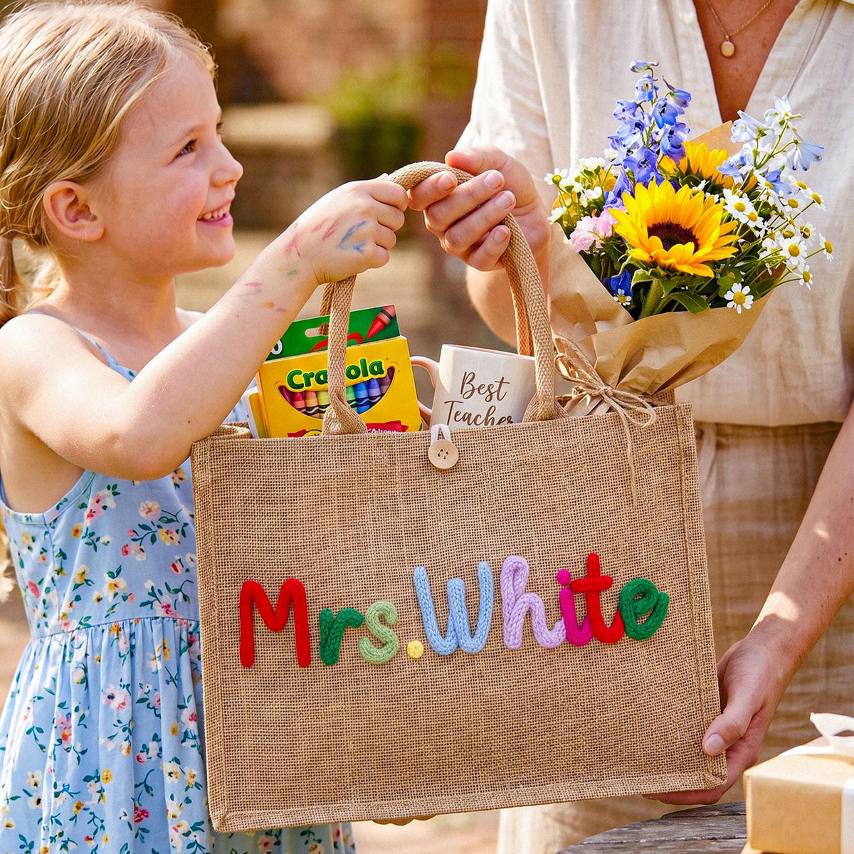Personalized Crochet Name Teacher Tote Bag, Teacher Appreciation Gift LM32 669277