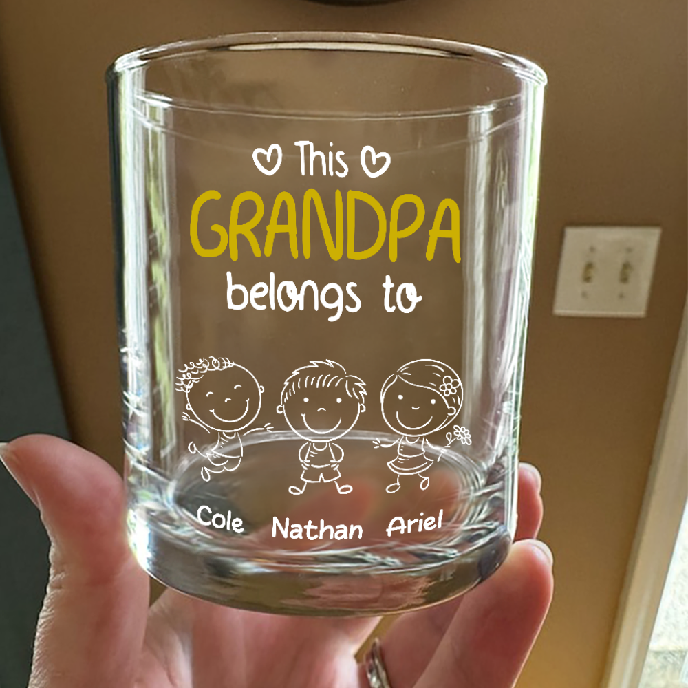 This Grandpa Belongs To Us Whiskey Glass Personalized Gift For Family HO82 894762