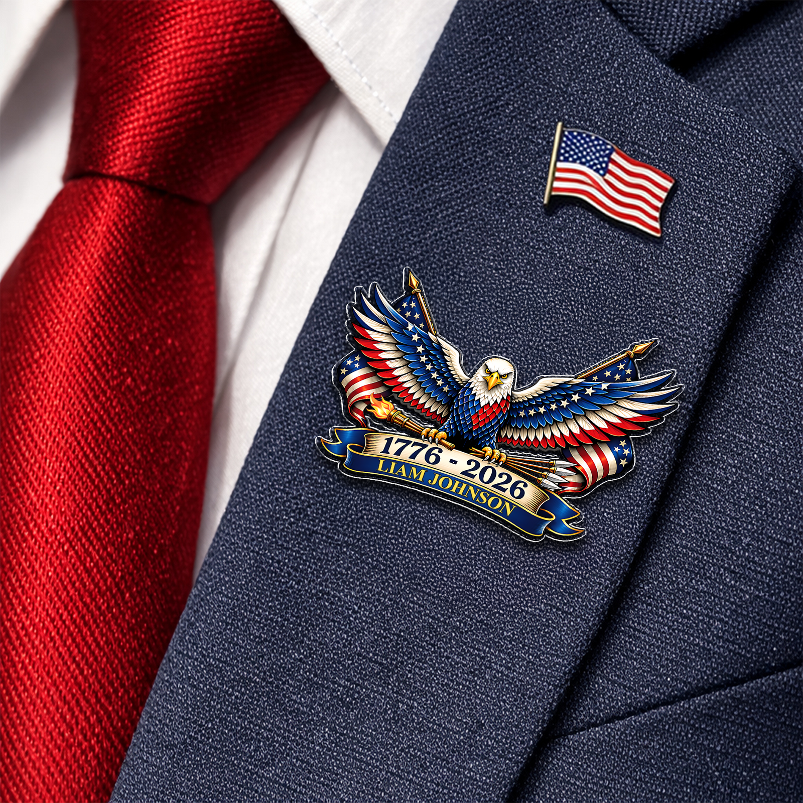 Personalized Name US 250 Patriotic Eagle 1776–2026 Acrylic Pin HO82 901868