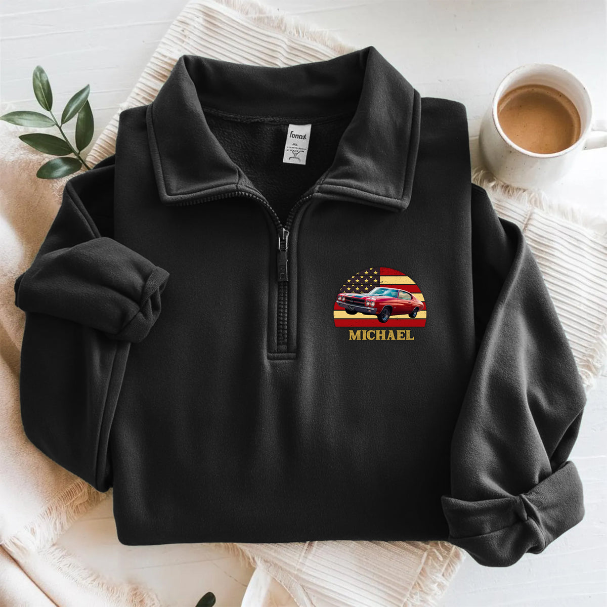 Custom Vintage Retro Car Personalized Printed Quarter Zip Gift For Car Lovers HA75 898610