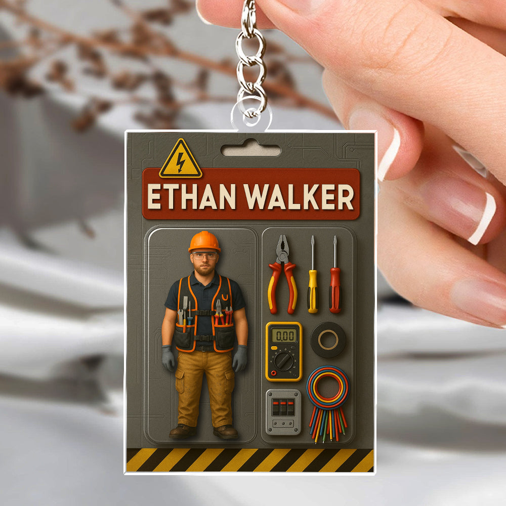 Custom Photo Mechanic Dad Figure Acrylic Keychain Gift For Dad HO82 894222