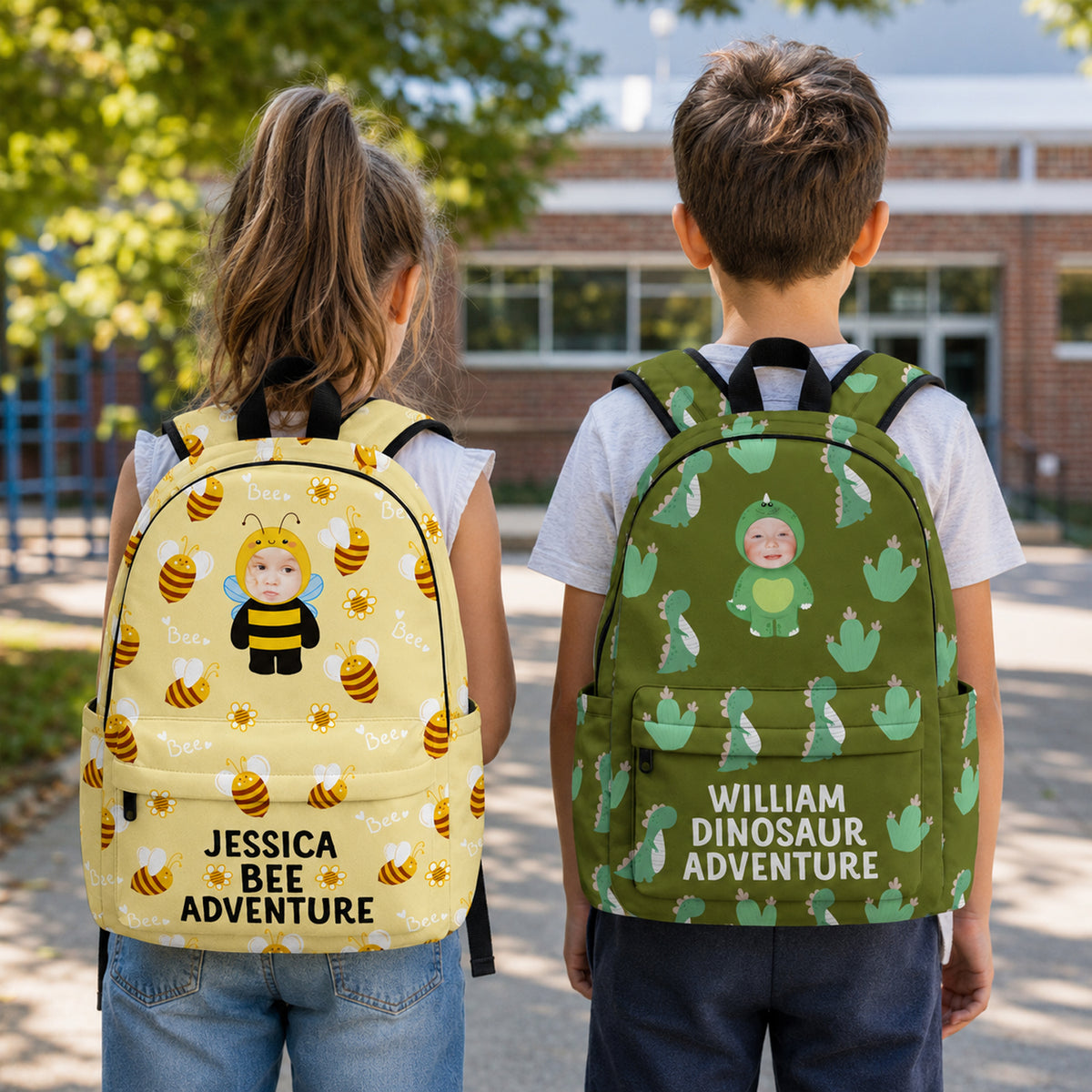 Custom Photo Kid's Dinosaur Unicorn Bear Back To School Backpack TH10 170365