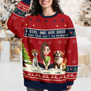 A Girl With Her Dogs - Personalized Ugly Sweater TH10 896263