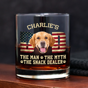 Custom Photo Dog Dad The Man The Myth American Flag Dad Rock Glass HA75 892272