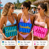 Custom Name Embroidered Waterproof Striped Cosmetic Pouch, Travel Makeup Bag For Summer Vacation CH07 180036