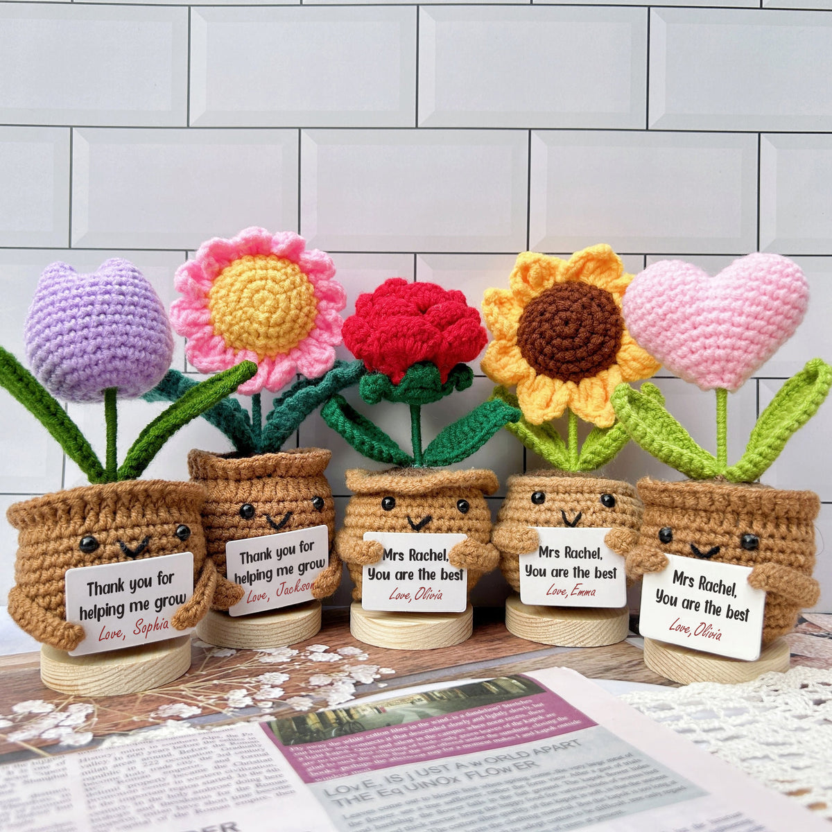 Personalized Gift For Teacher Thank You For Helping Me Grow Crochet Plant LM32 893797