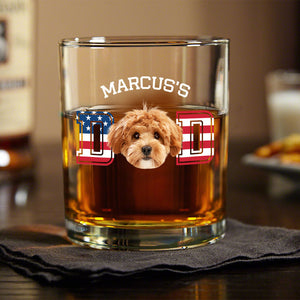 Custom Photo Dog - Dog Dad US Flag Whiskey Glass HA75 892406