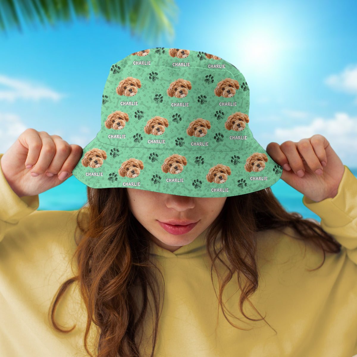 Custom Dog Photo With Bone For Dog Lover Bucket Hat TH10 894183