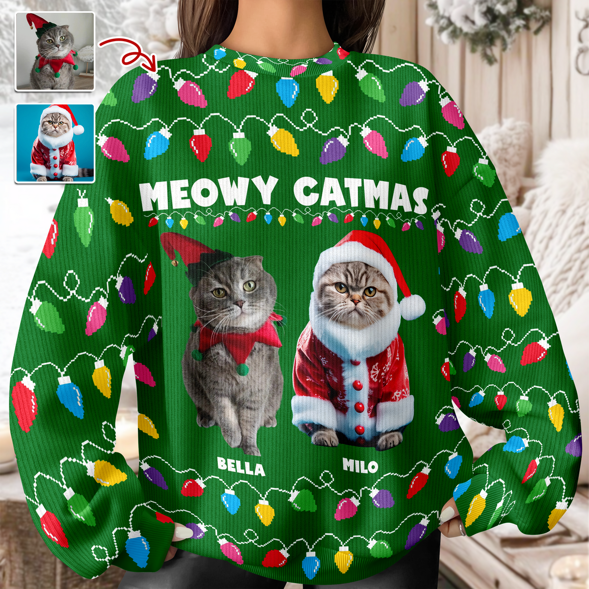Custom Photo Meowy Catmas Christmas Ugly Sweater HA75 892970