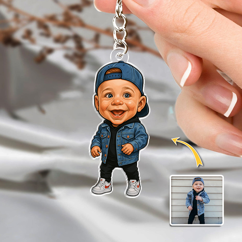 Custom Cartoon Photo Acrylic Keychain Decor Gift For Family CH07 895782