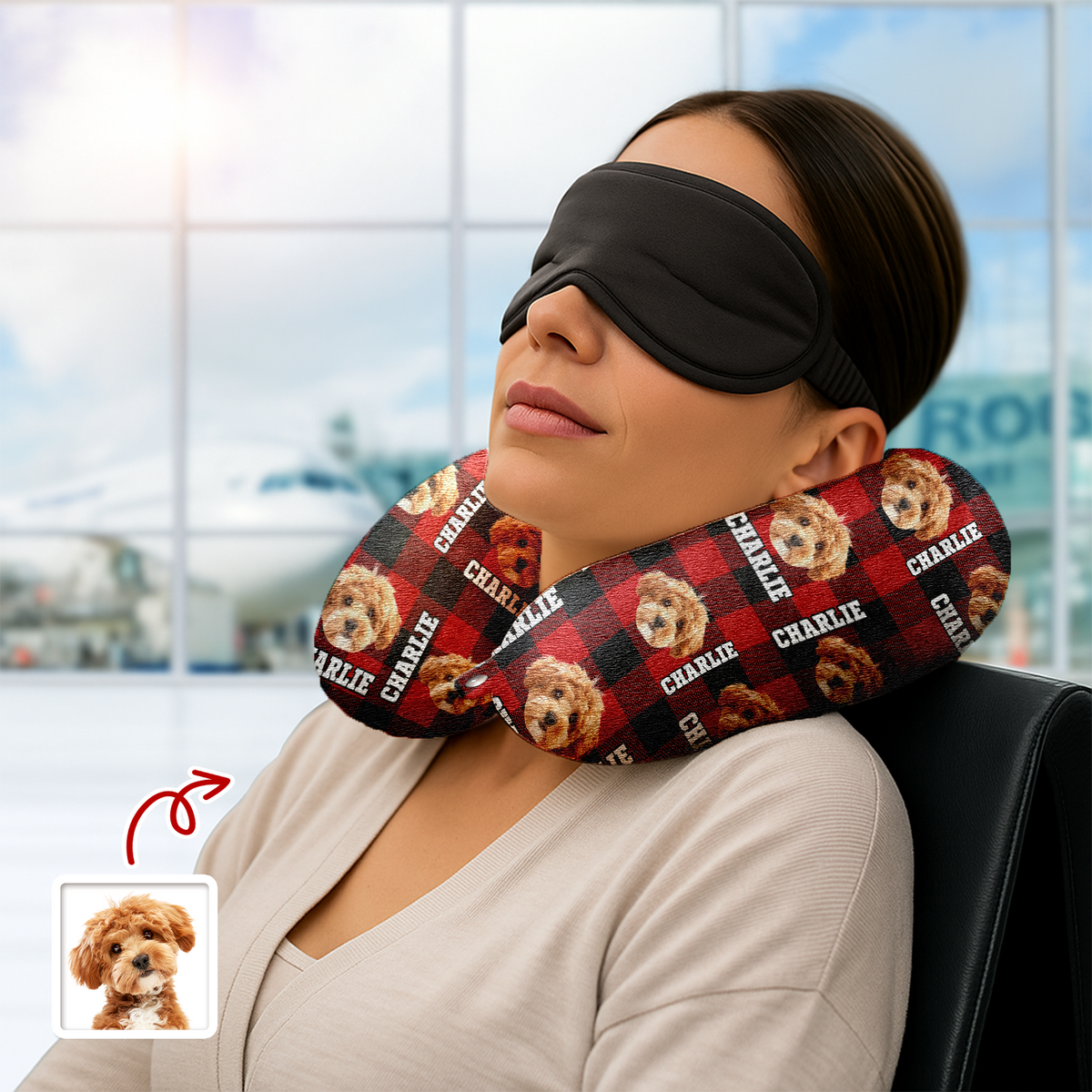 Custom Photo Name Dog Cat Travel Neck Pillow For Dog Cat Lovers LM32 897361