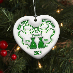 Mr And Mrs Blue - Personalized 3D Inflated Effect Heart Shaped Ceramic Ornament LM32 895379