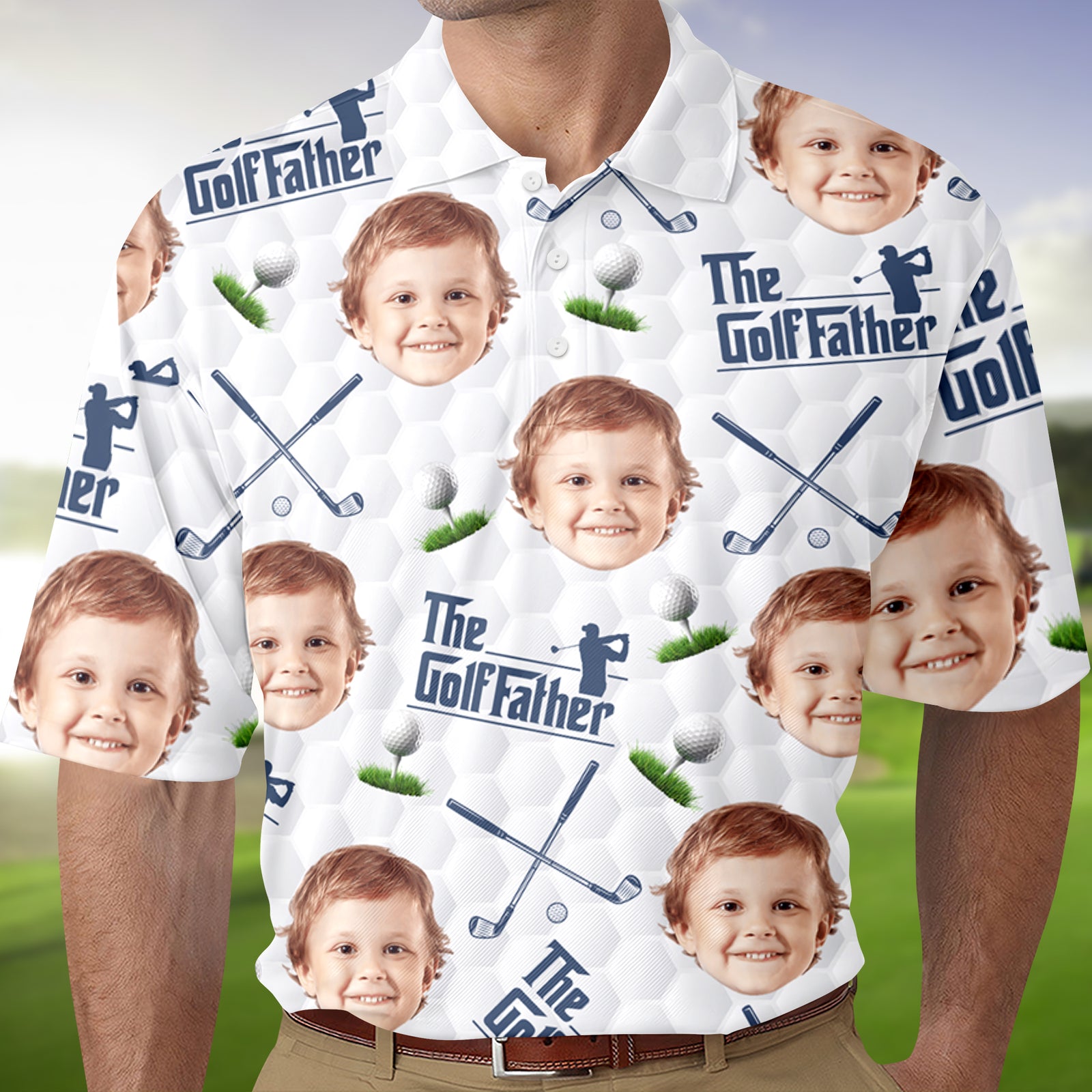 Custom Funny Face The Golf Father Polo Shirt Gift For Golfer, Golf Lovers CH07 899800