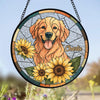 Custom Dog Photo With Sunflower Memorial Stained Glass Suncatcher, Pet Loss Gift HO82 894326