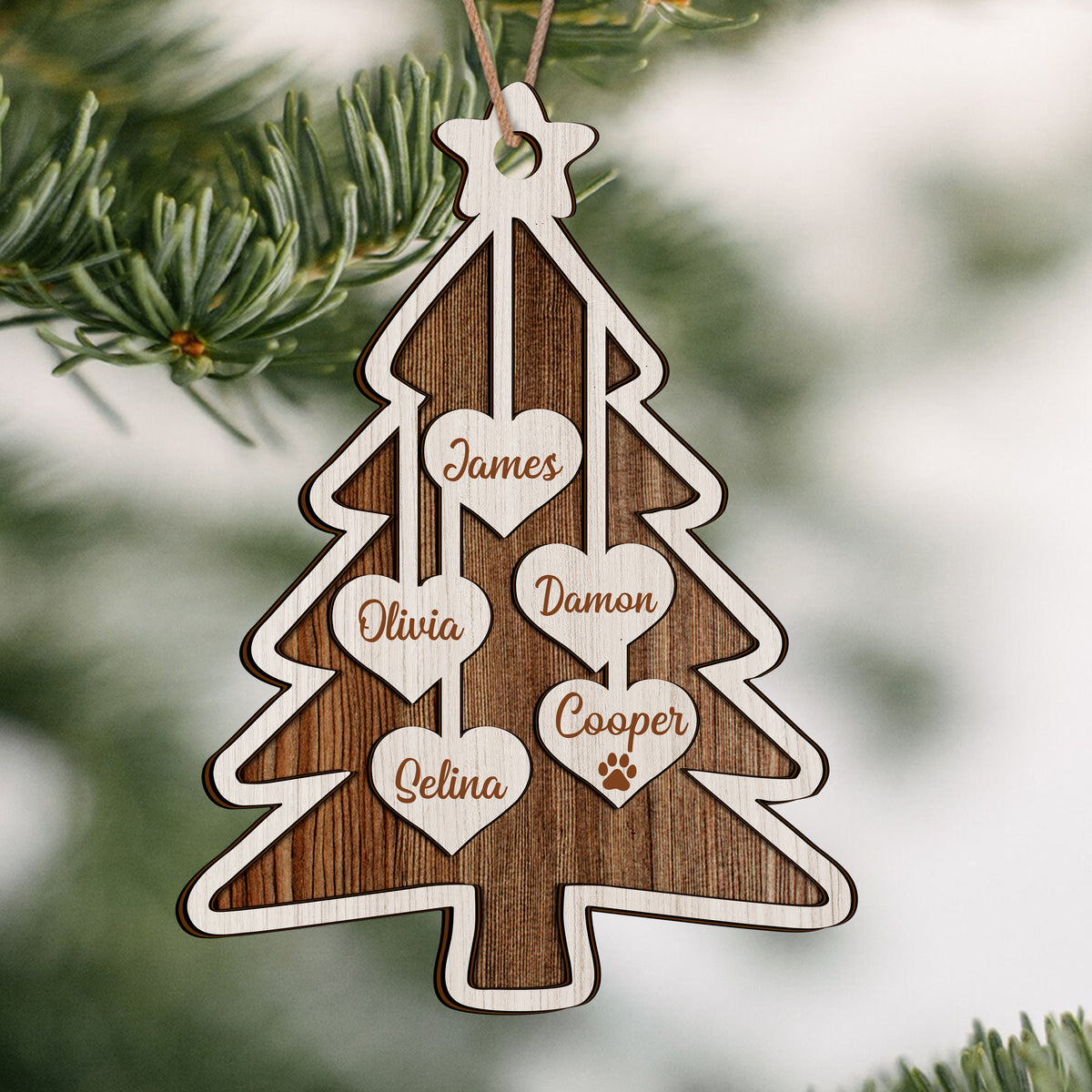 Personalized Family Name Christmas Layer Wood Ornament Gift For Family TH10 896481