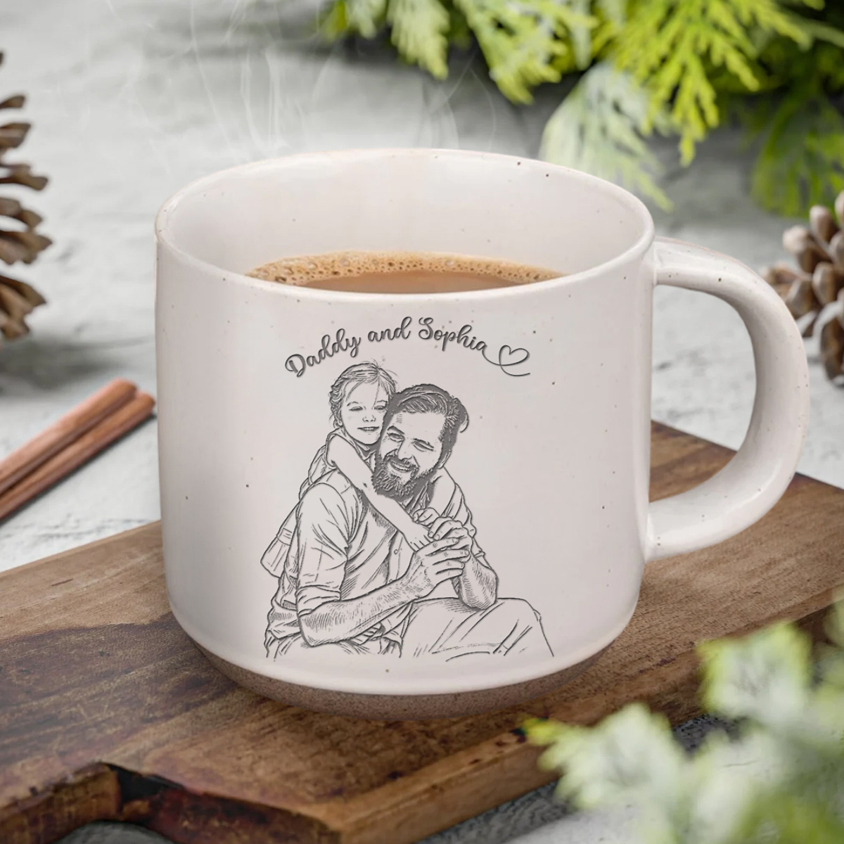 Custom Portrait Photo Love Dad Keepsake Engraved Pottery Mug LM32 669147