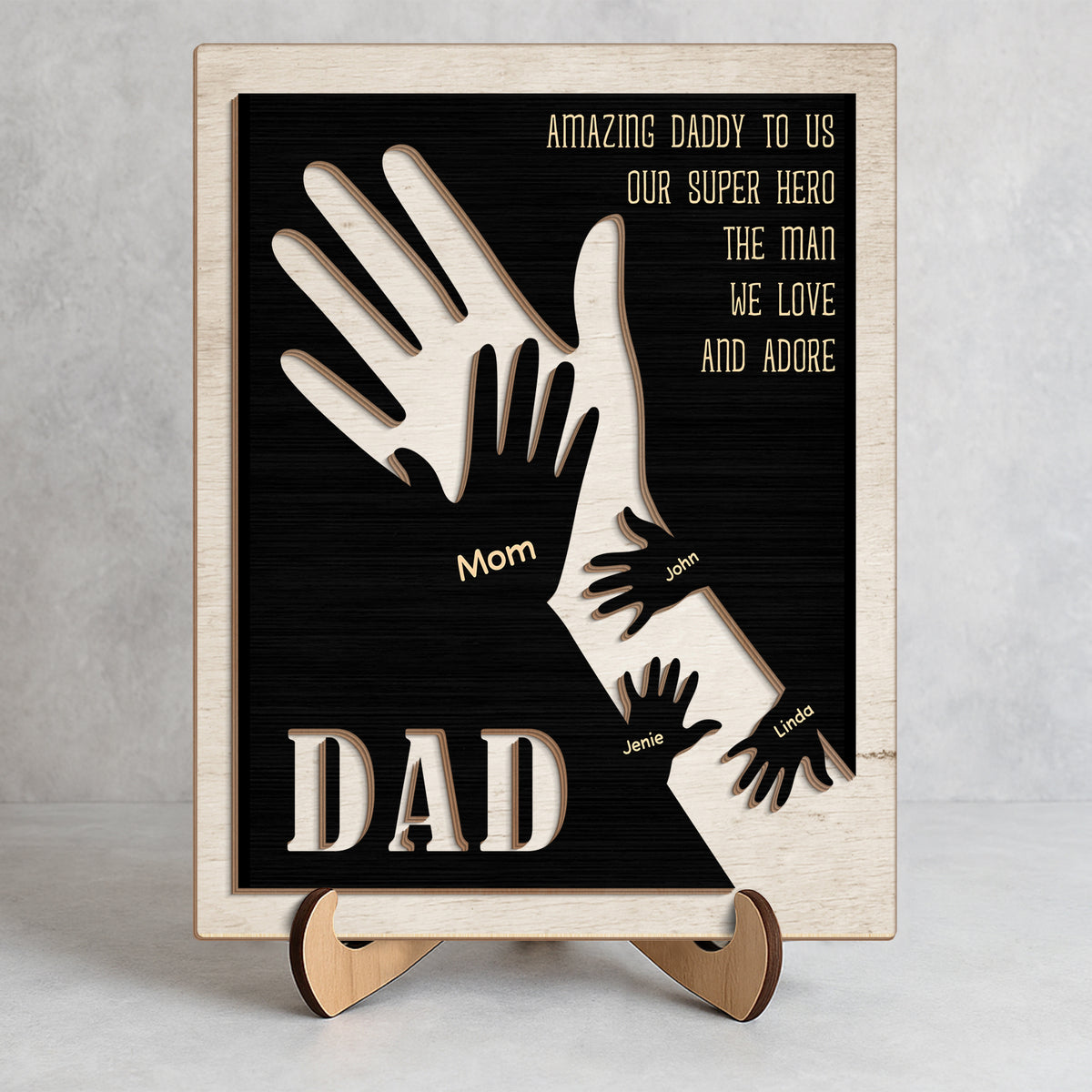 Amazing Daddy To Us Father's Day Gift 2-Layer Wooden Plaque With Stand TH10 892993