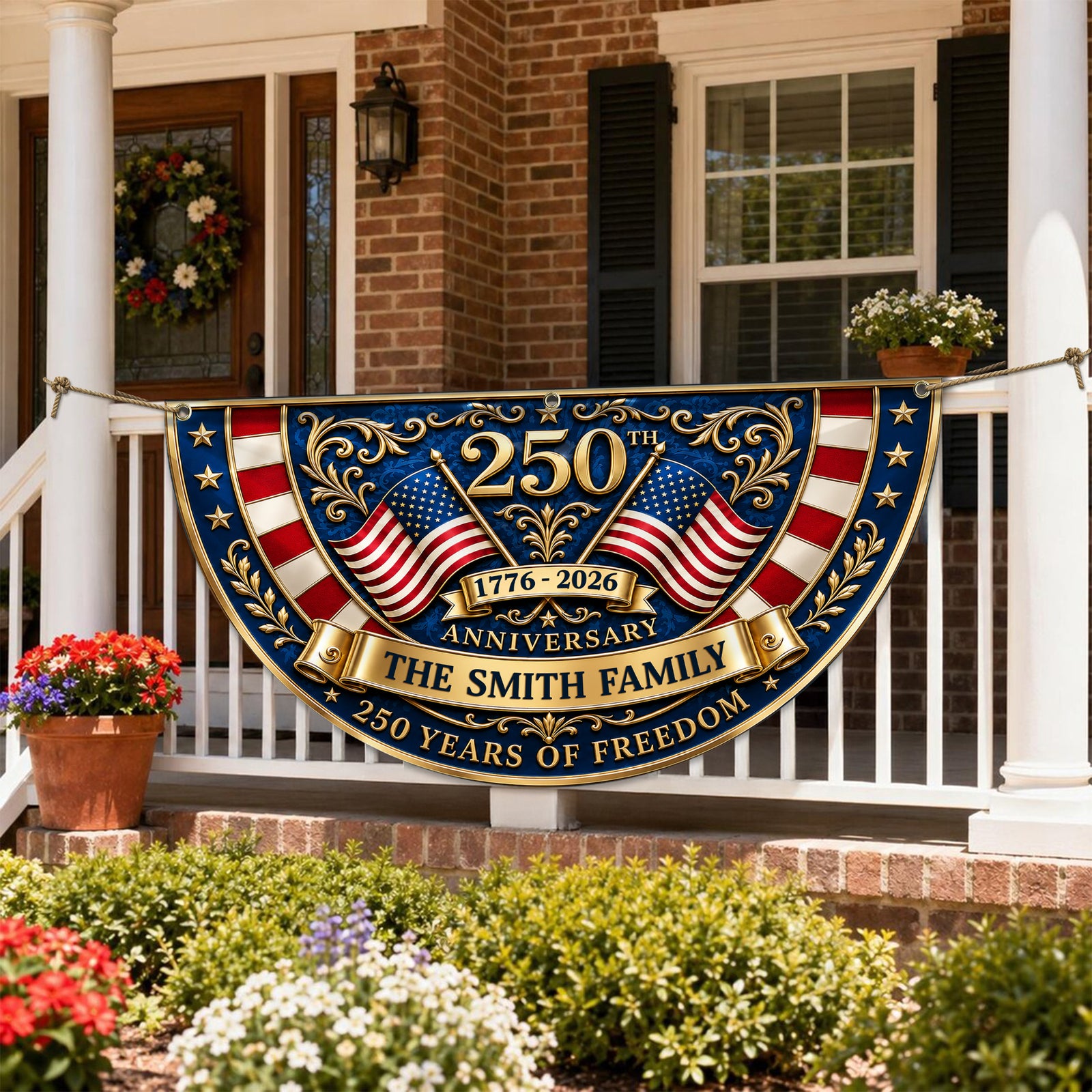 Custom Family Name 250th Anniversary 250 Years Of Freedom Non-Pleated Fan Flag LM32 669337