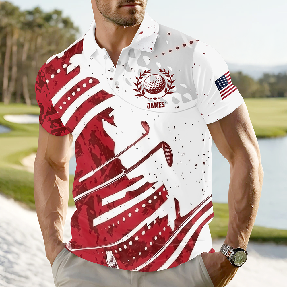 Custom Name Golf Pattern Polo Shirt Gift for Golf Lovers HA75 921130