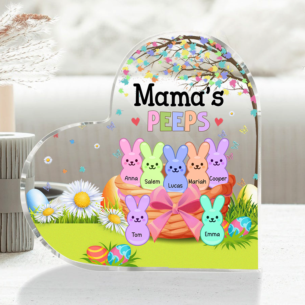Custom Grandma Mom's Peep Kids Easter Day Heart Acrylic Plaque HO82 893558