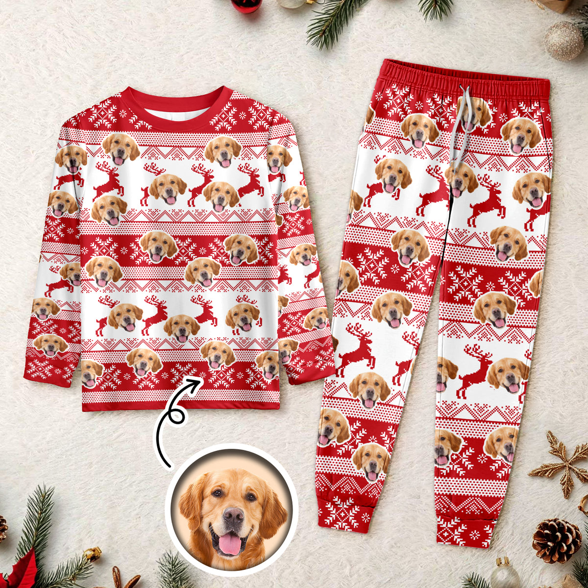 Custom Photo Christmas Dog Sleepwear Xmas Fun HO82 900152