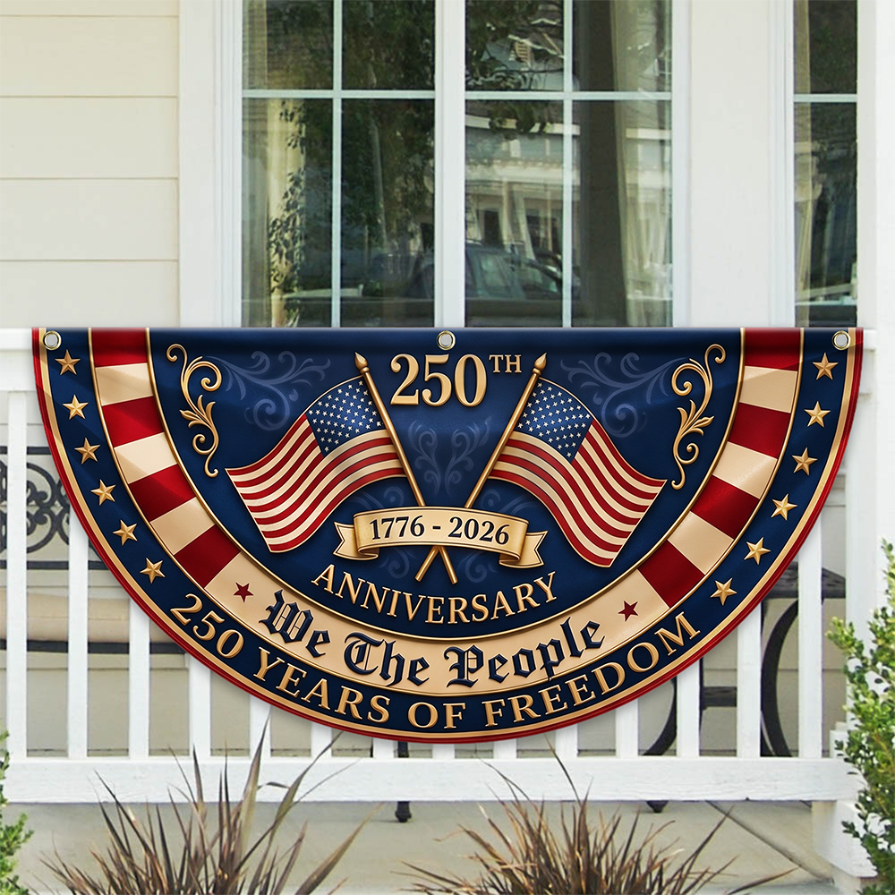 We The People US 250th Anniversary 1776–2026 Non-Pleated Fan Flag CH07 911822