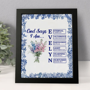 Custom Name Letter God Says I Am Flower Toile De Jouy Style Picture Frame LM32 895389
